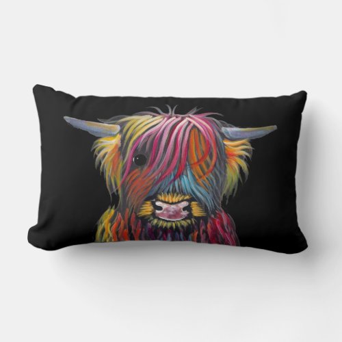 Scottish Highland Cow  BRaVEHEaRT 2 by Shirley M Lumbar Pillow