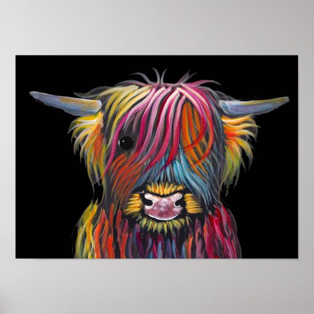 Scottish Highland Cow ' BRaVEHEaRT 2' by Shirley M Poster (Front)