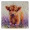 Scottish Highland Cow Calf Purple Wildflowers