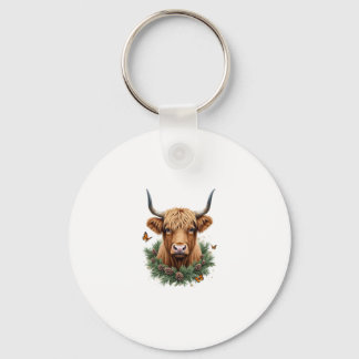 Scottish Highland Cow Cattle Hairy Cow Christmas W Keychain
