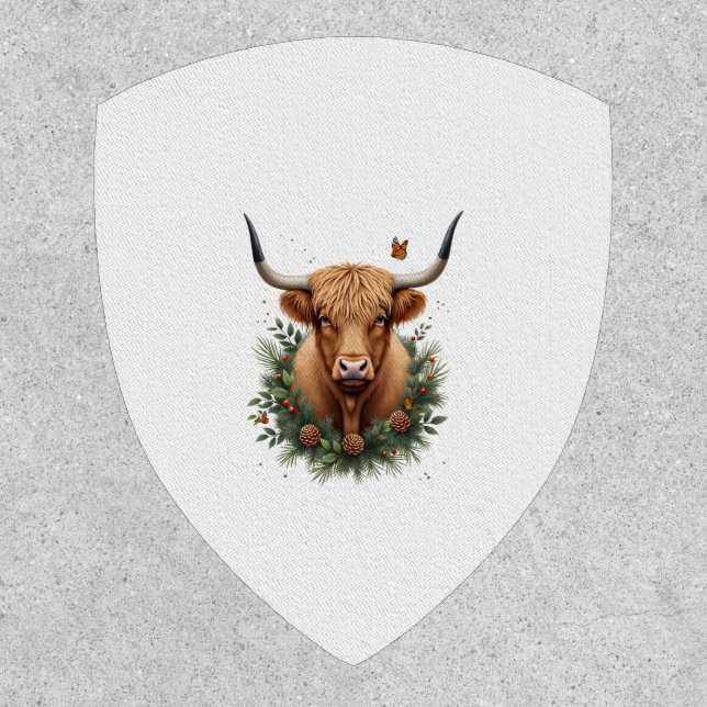 Scottish Highland Cow Cattle Hairy Cow Christmas W Patch (Front)