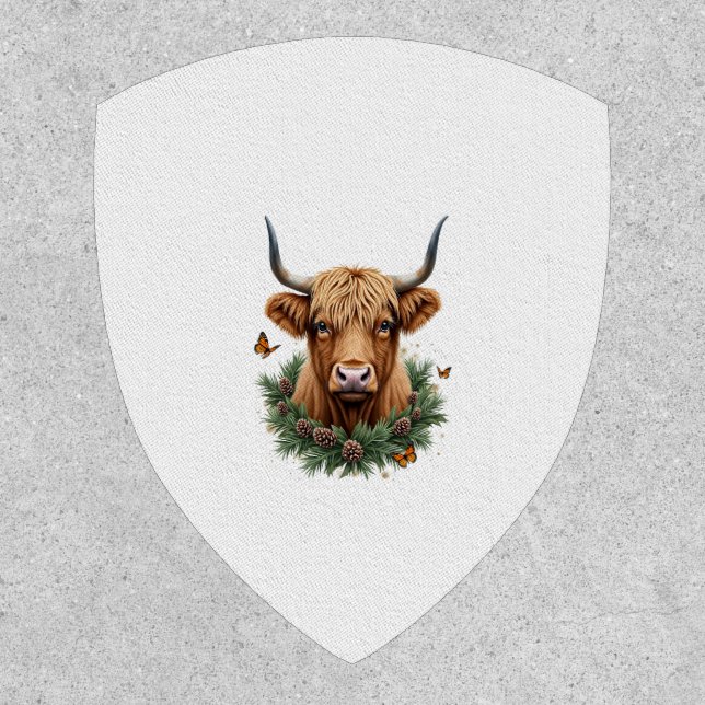 Scottish Highland Cow Cattle Hairy Cow Christmas W Patch (Front)