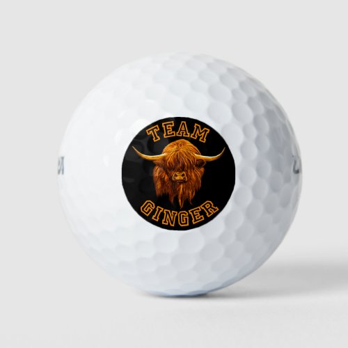 Scottish Highland Cow Celebrates Team Ginger Golf Balls