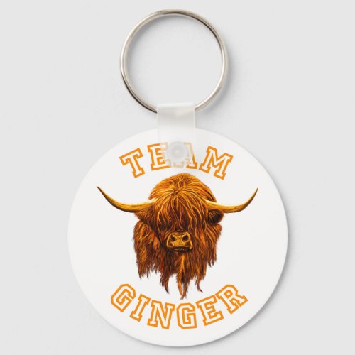 Scottish Highland Cow Celebrates Team Ginger Keychain