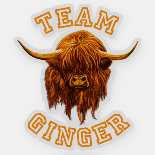 Scottish Highland Cow Celebrates Team Ginger Sticker