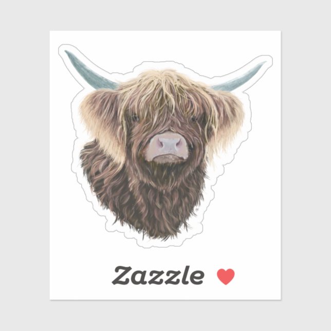 Scottish Highland Cow Charlie With Straggly Hair Sticker (Sheet)