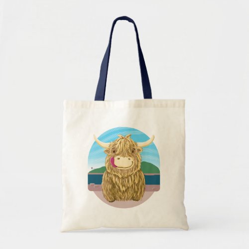 Scottish Highland Cow Chilling On The Beach Tote Bag