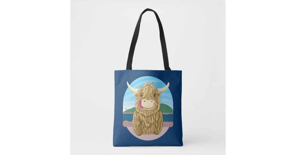 Scottish Highland Cow Chilling On The Beach Tote Bag Zazzle Com