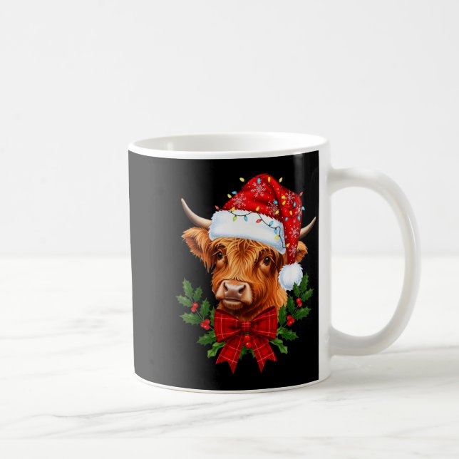 Scottish Highland Cow Christmas Funny Cow Lover Xm Coffee Mug (Right)
