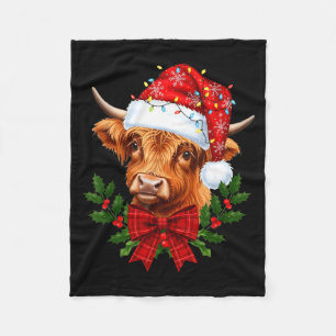 Scottish Highland Cow Christmas Funny Cow Lover Xm Fleece Blanket