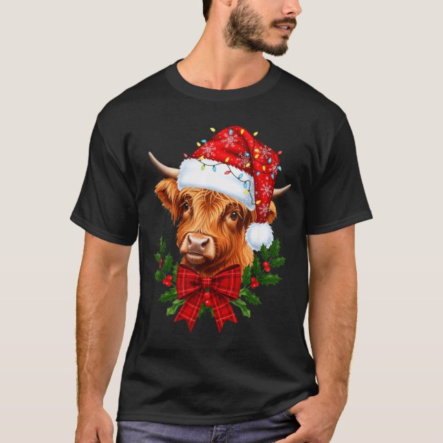 Scottish Highland Cow Christmas Funny Cow Lover Xm T-Shirt (Front)