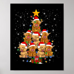 Scottish Highland Cow Christmas Tree Funny Cow Lov Poster