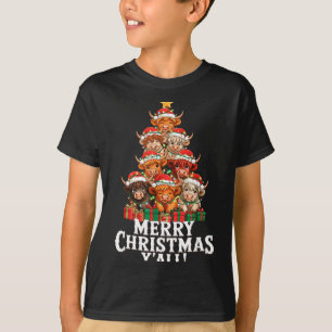 Scottish Highland Cow Christmas Tree Funny Cow Lov T-Shirt