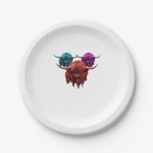 Scottish Highland Cow Colourful Herd Classic T-Shi Paper Plates