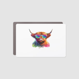Scottish Highland Cow, Cowboy Boots & Flowers Clas Car Magnet
