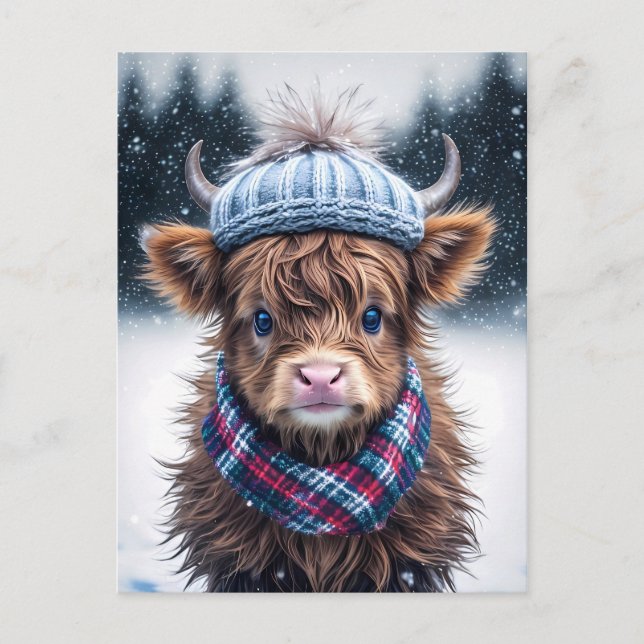 Scottish highland cow cute hairy cattle funny coo postcard (Front)