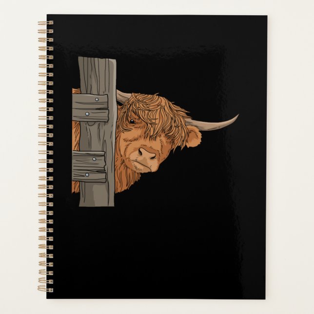 Scottish Highland Cow Gift Women Highland Cow Planner (Front)