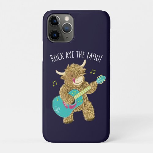 Scottish Highland Cow Guitarist Rock Aye The Moo  iPhone 11 Pro Case