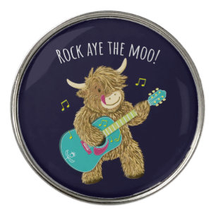 Scottish Highland Cow Guitarist Rock Aye The Moo! Golf Ball Marker