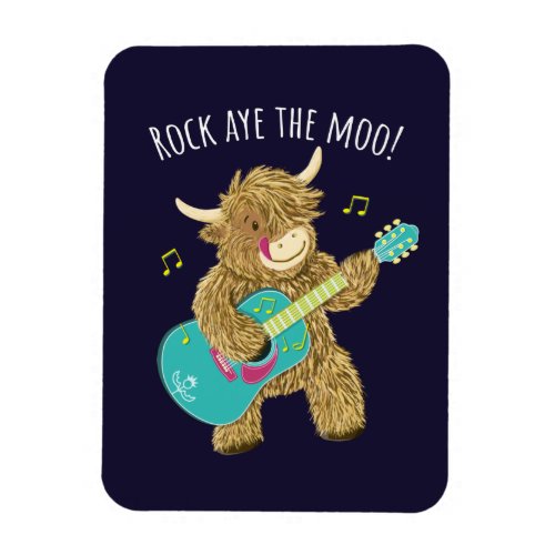 Scottish Highland Cow Guitarist Rock Aye The Moo  Magnet