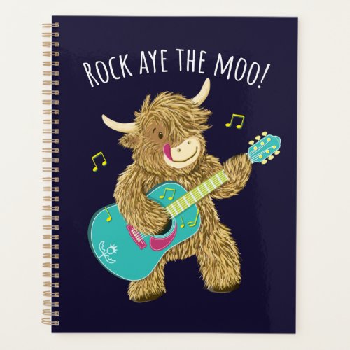 Scottish Highland Cow Guitarist Rock Aye The Moo  Planner