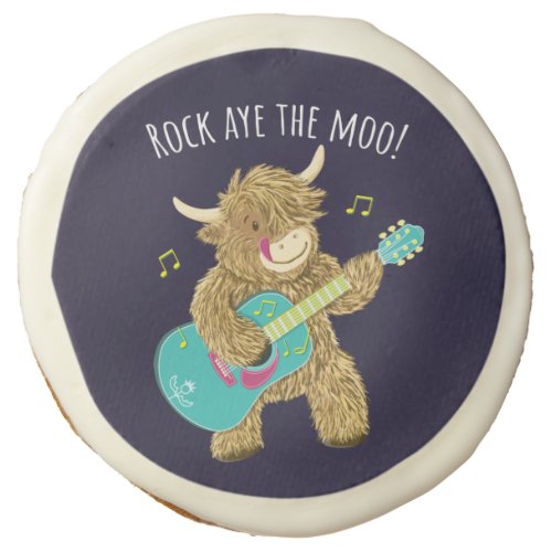 Scottish Highland Cow Guitarist Rock Aye The Moo  Sugar Cookie