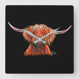 SCoTTiSH HigHLaND CoW ' HaRLeY ' by SHiRLeY Mac Square Wall Clock