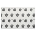 Black and White Highland Cow Fabric