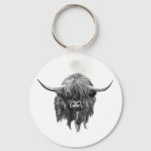 White Highland Cow Keychain