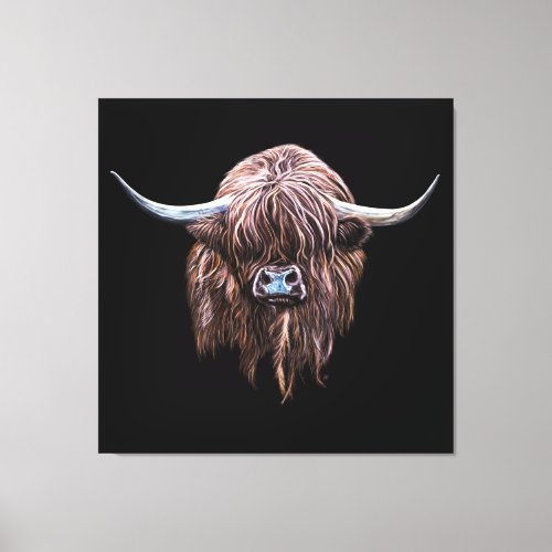 Scottish Highland Cow In Colour Canvas Print