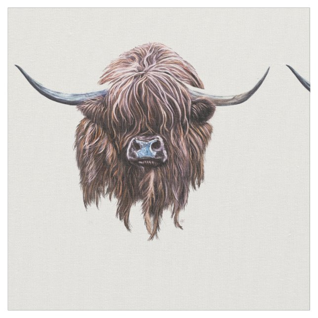 Scottish Highland Cow In Colour Fabric (Close Up)