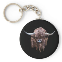 Scottish Highland Cow In Colour Keychain