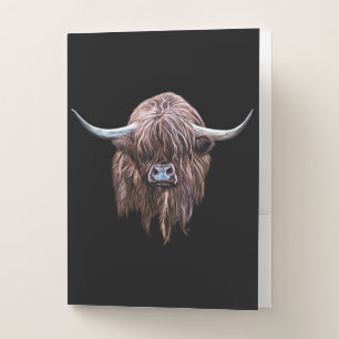 Scottish Highland Cow In Colour Pocket Folder