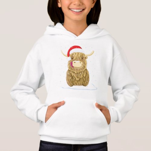 Scottish Highland Cow In The Christmas Snow Hoodie