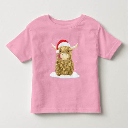 Scottish Highland Cow In The Christmas Snow Toddler T_shirt