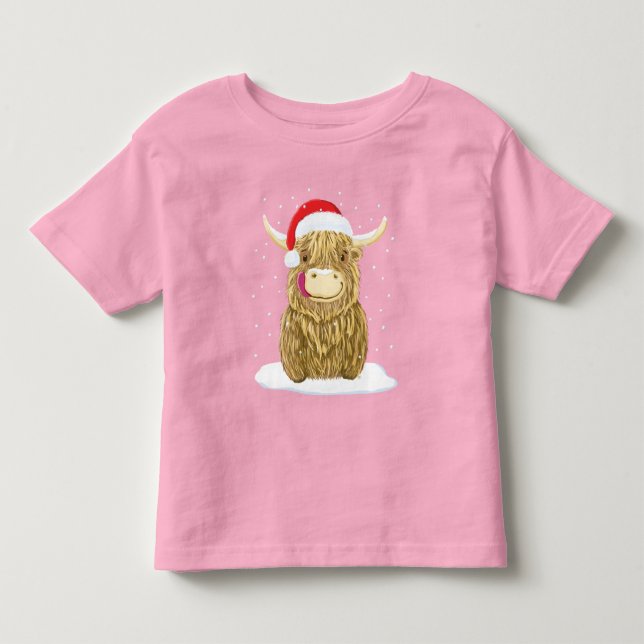 Scottish Highland Cow In The Christmas Snow Toddler T-shirt (Front)