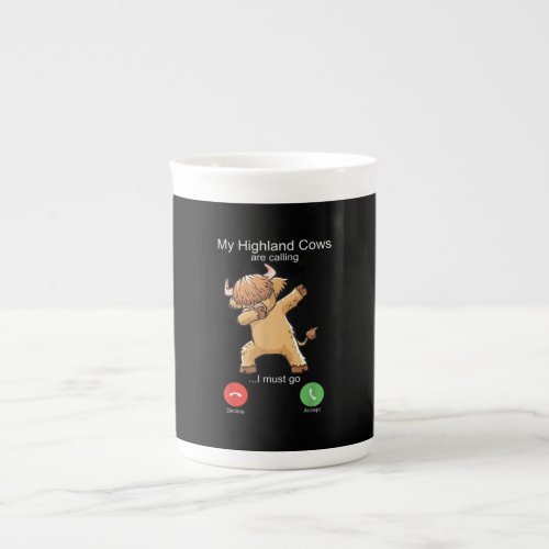 Scottish Highland Cow is Calling Bone China Mug