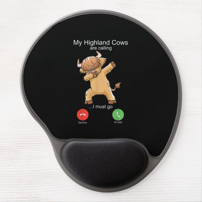 Scottish Highland Cow is Calling Gel Mouse Pad (Front)