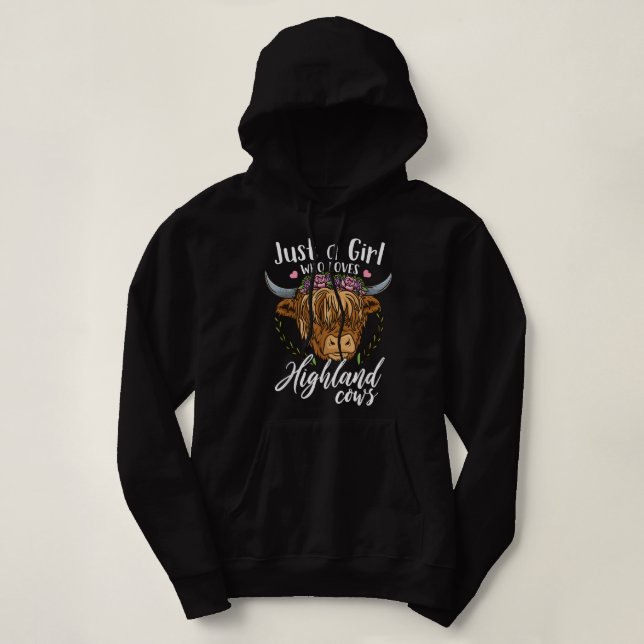 Scottish Highland Cow Just a Girl Who Loves Highla Hoodie (Design Front)