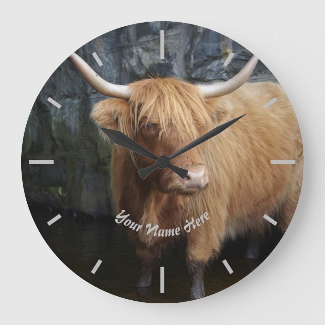 Scottish Highland cow Large Clock (Front)