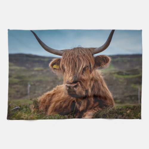 Scottish Highland Cow Longhorn Bull Rancher Kitchen Towel