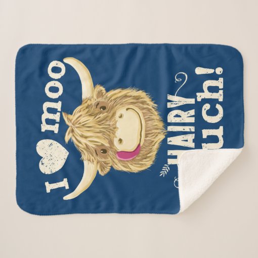 Scottish Highland Cow Loves You Hairy Much Sherpa Blanket Zazzle