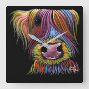 Scottish Highland Cow ' MacKENZIE ' by Shirley Mac Square Wall Clock