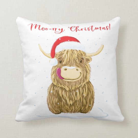 highland cow throw pillow