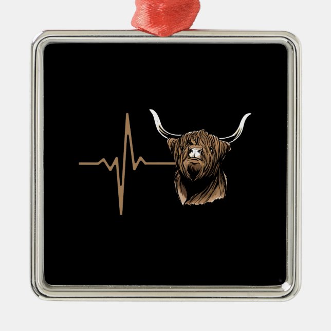 Scottish Highland Cow Metal Ornament (Front)
