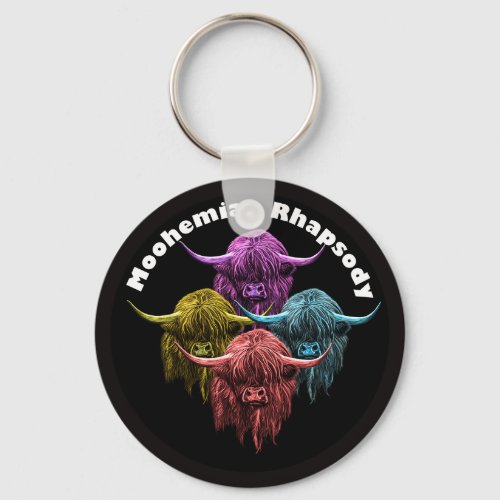 Scottish Highland Cow Moohemian Rhapsody Keychain