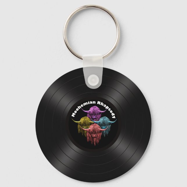 Scottish Highland Cow. Moohemian Rhapsody Keychain (Front)