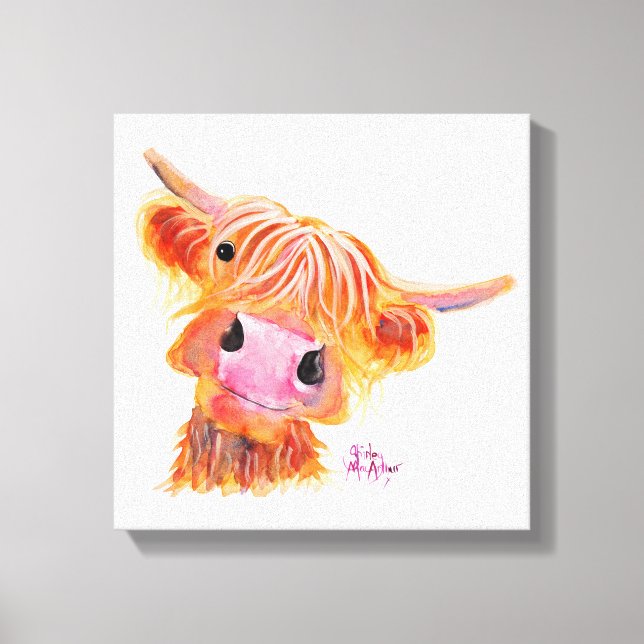 Scottish Highland Cow 'Nessie' Box Canvas Print (Front)
