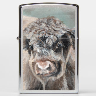 Scottish Highland Cow on Green Zippo Lighter
