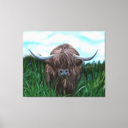 Scottish Highland Cow Painting Canvas Print